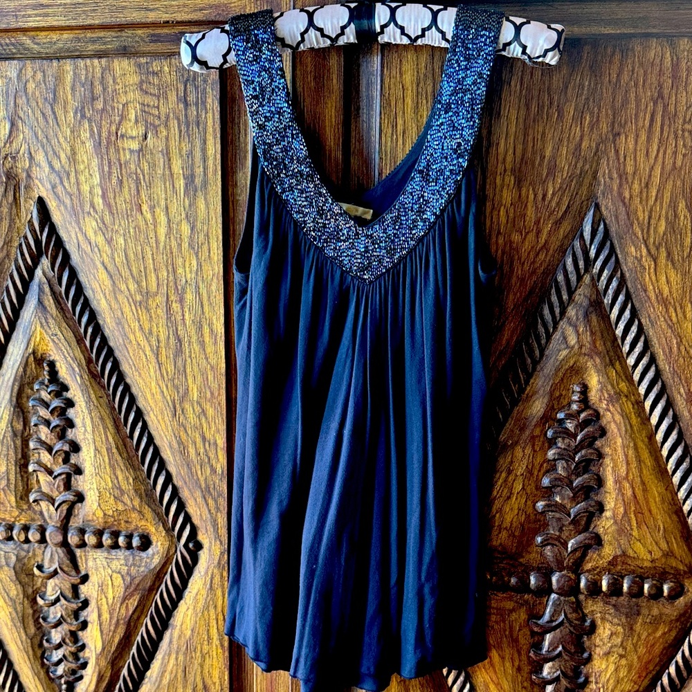 Matty M Navy Embellished Tank Top